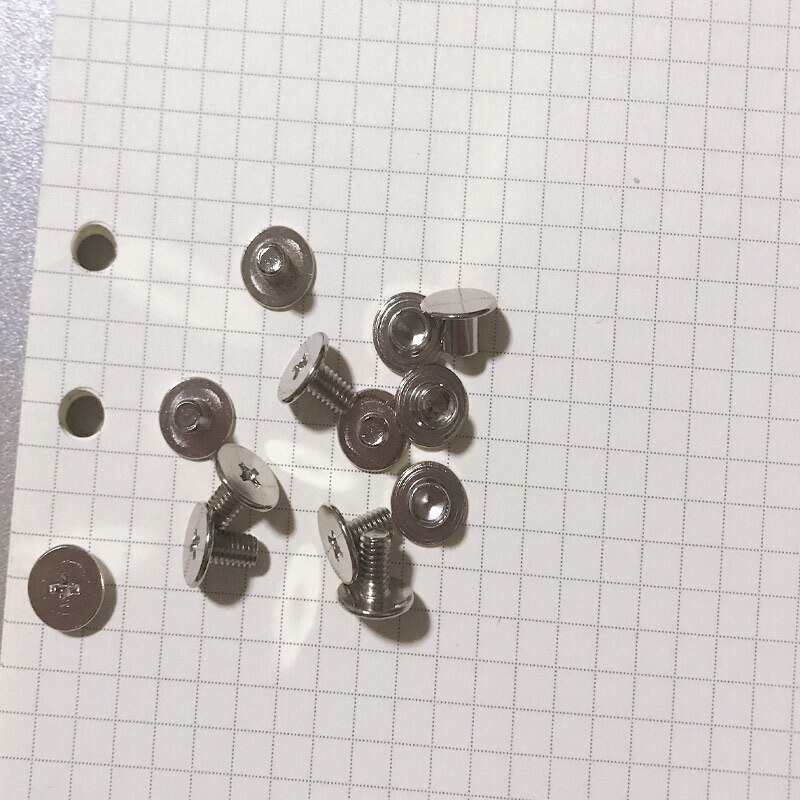 10 unids/set tornillo plano remache cabeza Hardware acero al carbono para equipaje cuero artesanía o cuaderno tornillo remache hebilla