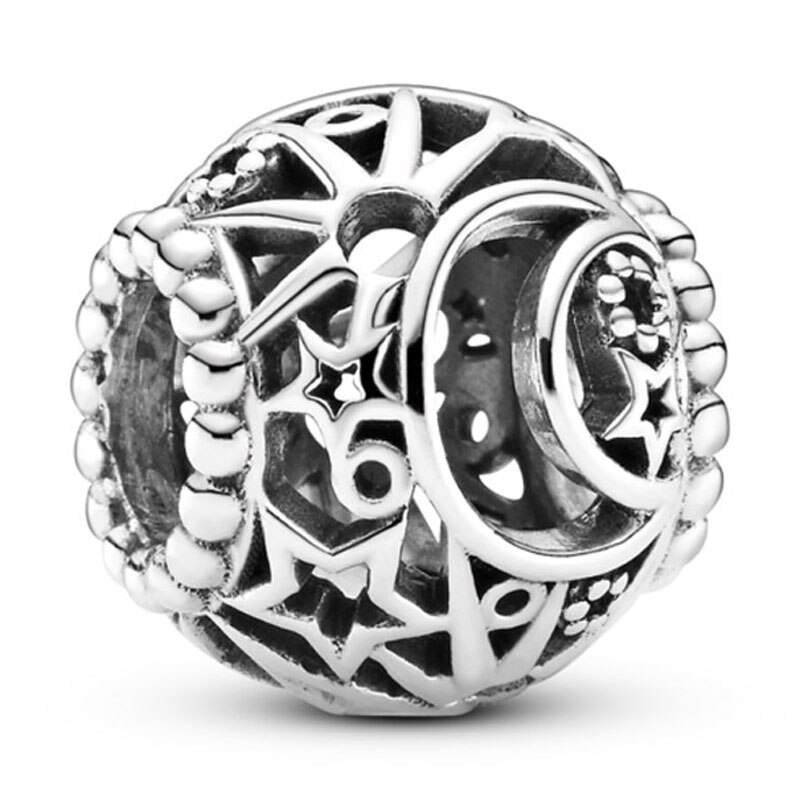 Moda a céu aberto sol estrelas & lua notável coelho carrinho de bebê charme 925 prata esterlina contas caber pulseira jóias diy: 14