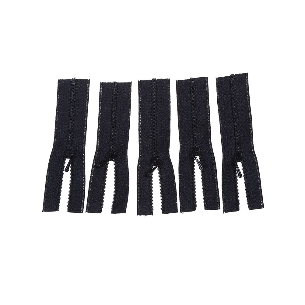 5pcs Mini Zipper Doll Clothing Zipper DIY Handmade Sewing Scrapbooking Garment Applique Accessory: Black
