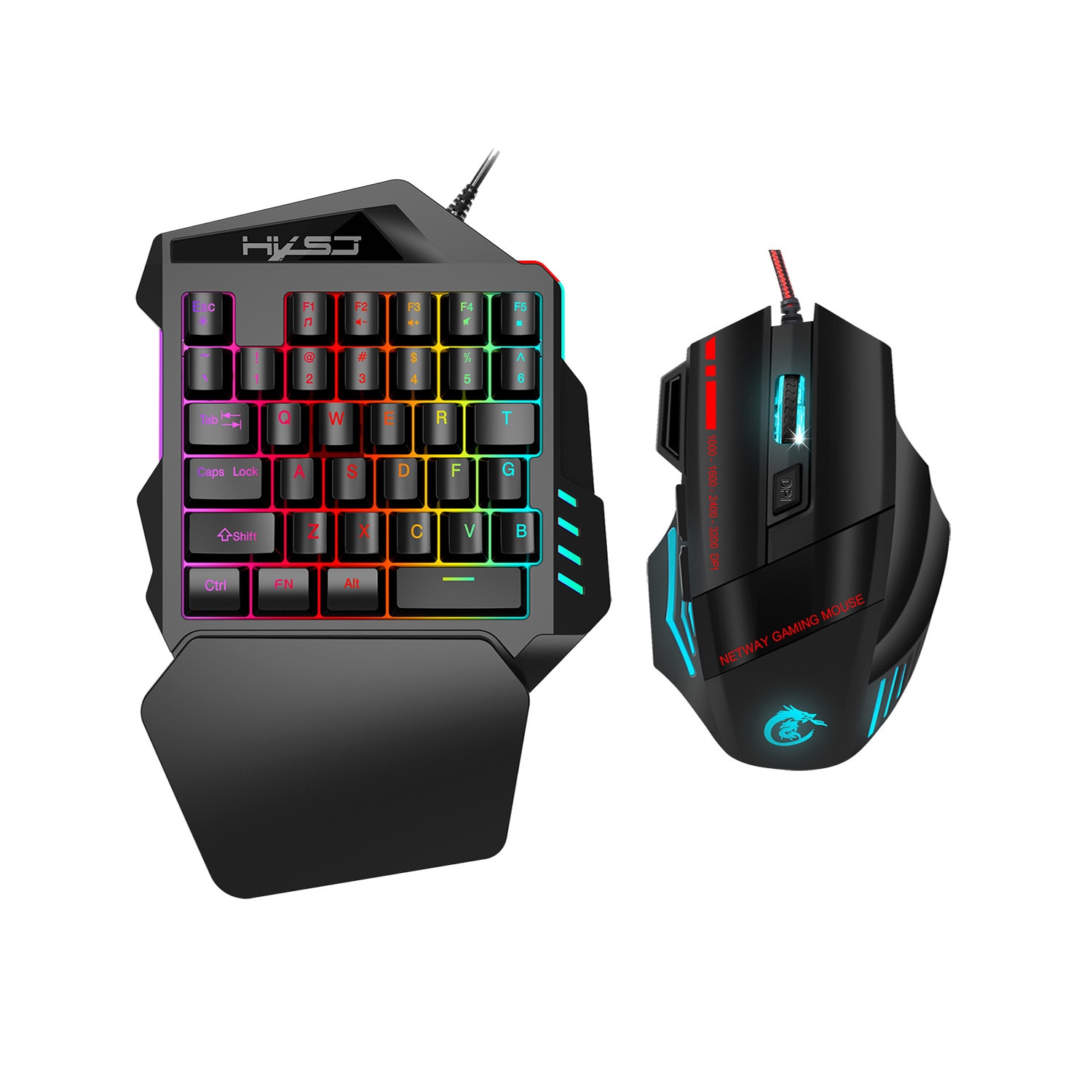 Teclado de una sola mano para videojuegos, juego de 35 teclas RGB retroiluminado, miniteclado portátil para PC, PS4, Xbox, Gamer para Win