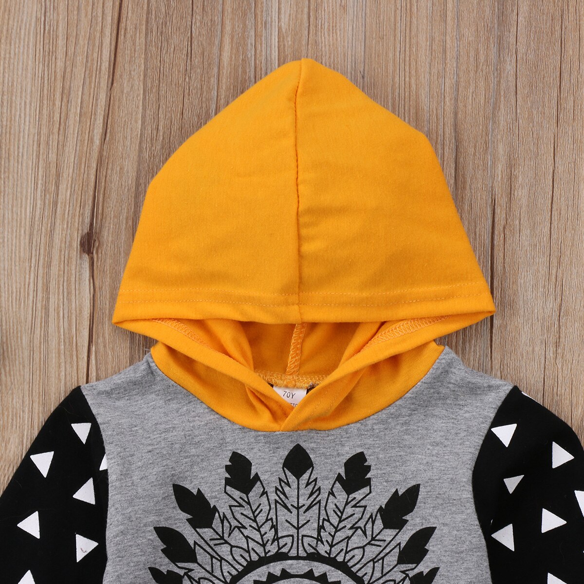 0-24M Newborn Baby Clothes Set Indian Patterns Cute Kids Boys Girls Clothes Hooded Tops Long Pants Outfit Set