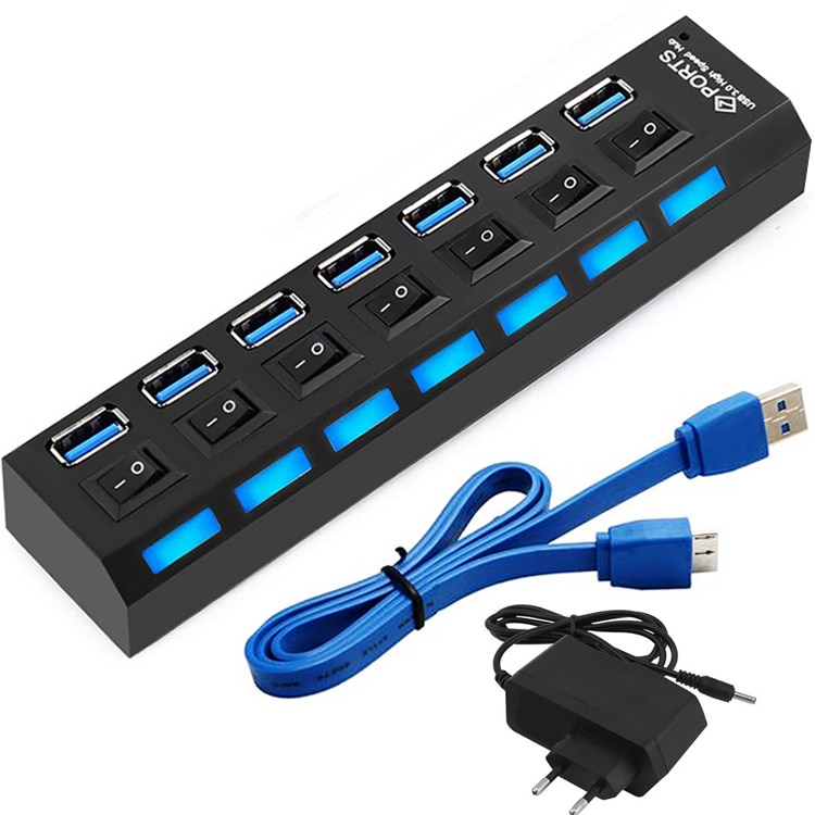 USB 3.0 HUB 4 Port USB HUB USB Splitter Power Adapter with Individual Power Switches for Computer Laptop Accessories HUB USB 3.0