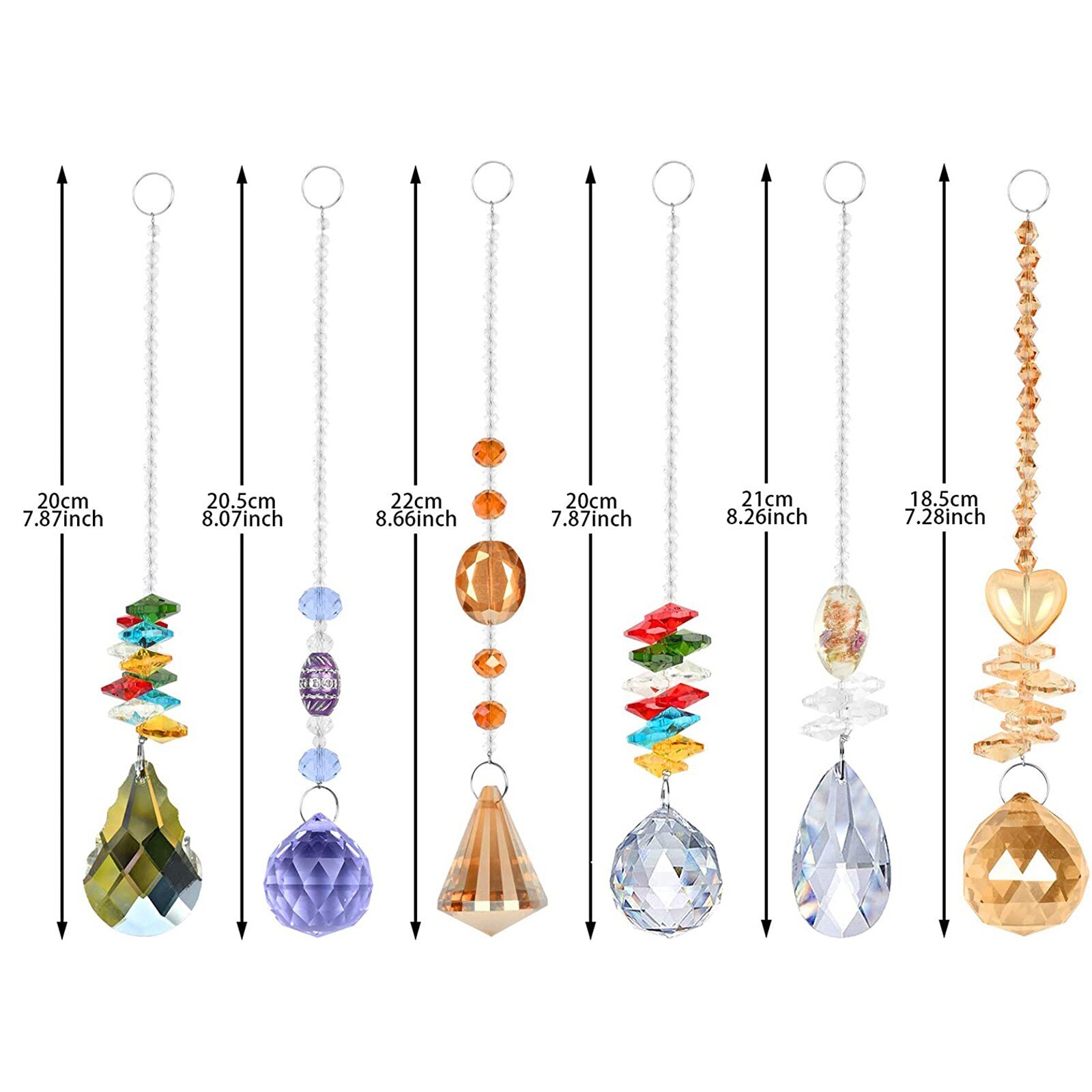 6PC Crystal Hanging Suncatcher Ornaments Window Wall Tree Hanging Pendant Decoration Crystal Rainbow Maker Sun Catcher Decor