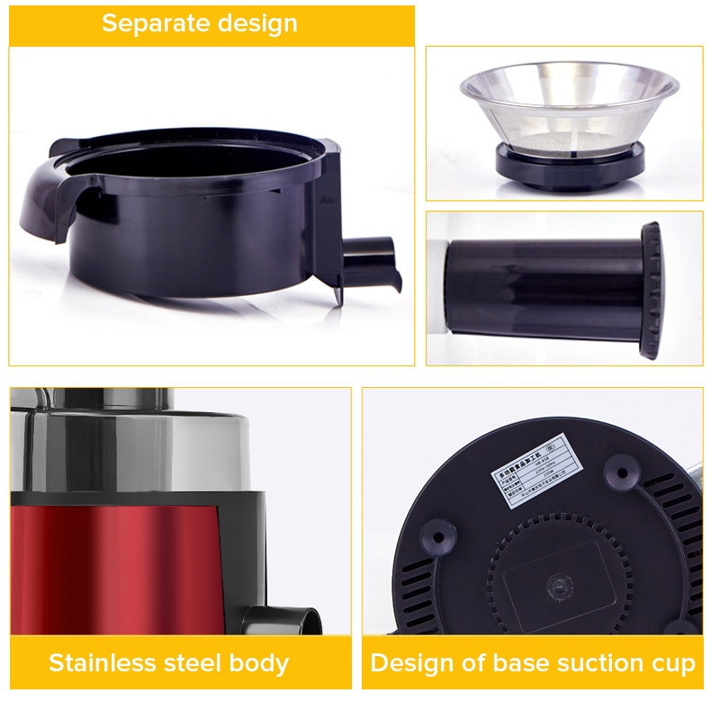 250W elektryczna sokowirówka sokowirówki ze stali nierdzewnej owoce warzywa mieszalnik wyciskarka 2 regulacja prędkości 18000r/m