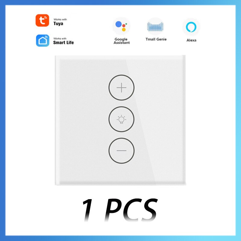 Tuya Smart Life WiFi Wall Panel LED Light Touch Dimmer Switch Remote Control Work With Aelxa Google Home Smart Home Gadgets: 1 pcs white