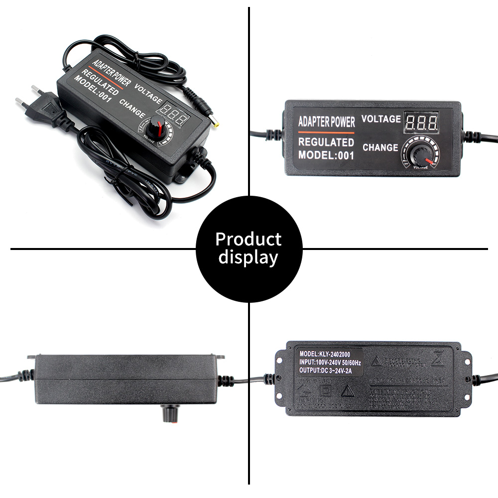 Transformateur d'alimentation réglable, 3V, 9V, 12V, 24 V, AC, DC, avec écran d'affichage, 220V à 12V, 24 V