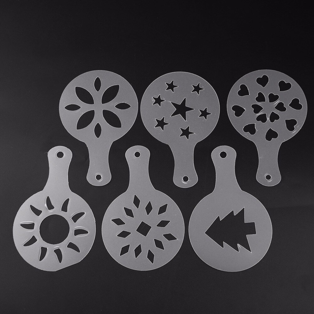 Rvs Chocolade Shaker Cacao Meel Koffie Zifter + 12 Stuks Koffie Stencils Template Strooit Pad Duster Spray