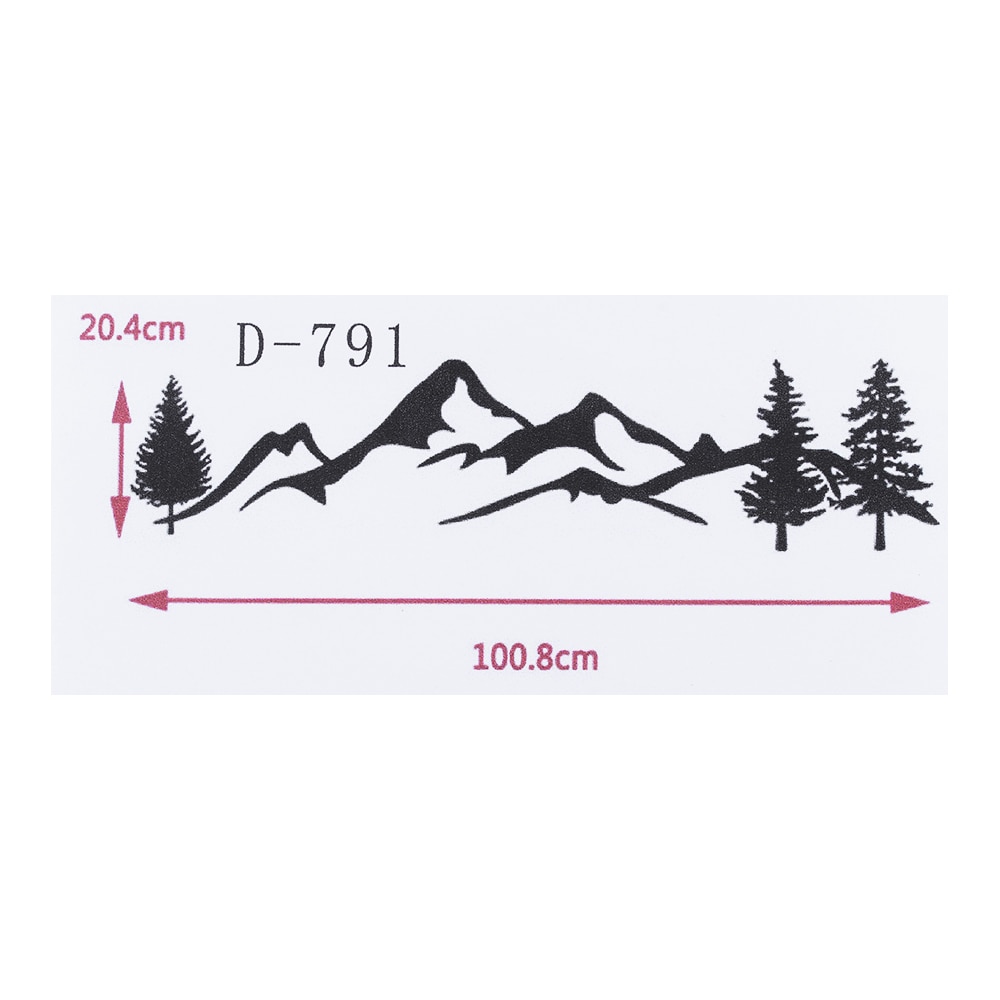 100cm Schwarz/Weiß Baum Berg Auto Decor PET Wald Aufkleber Auto Aufkleber Für SUV RV Camper Offroad Auto styling