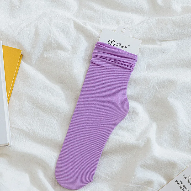 Women Ruffled Edge Bing Bing Socks Summer Ultra-thin Absorb Sweat Prevent Odor Soft Ice Velvet Harajuku Stretch Elasticity Socks