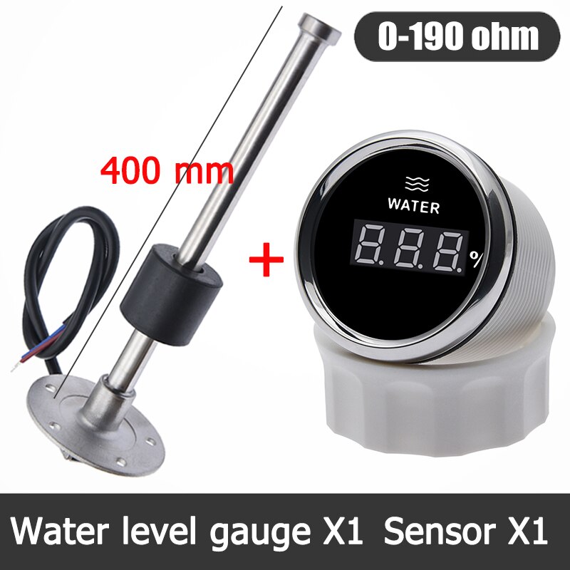 Digital Water Level Gauge +100-500mm Water level sensor 0-190 ohm Fit Boat Car Fuel Level Gauge Meter with Red Backlight 9-32V: BS 400MM