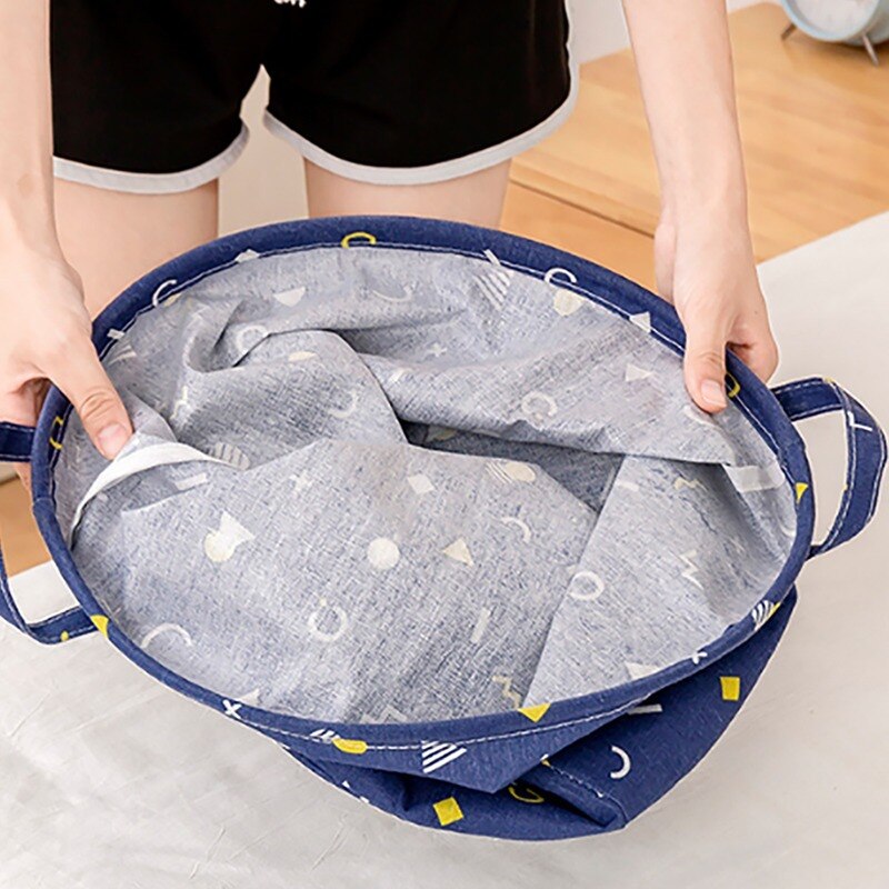 Foldable Laundry Basket Canvas Large Laundry Hamper Dirty Clothes Storage Organizer Bucket Home Portable Storage Bag for Toys