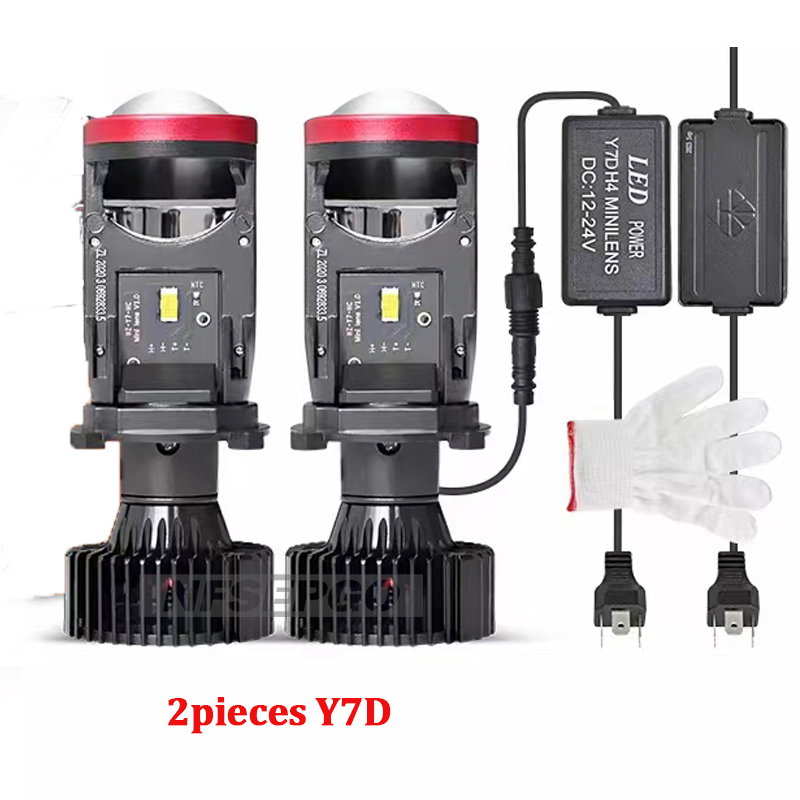 120w billamper, mini-linse,  h4 -pærer, 9003 pærer 2 forlygte  y7d bil, motorcykel, dobbelt projektorlinse, led, bil, moto 12v, 24v: Gul / 2400lm