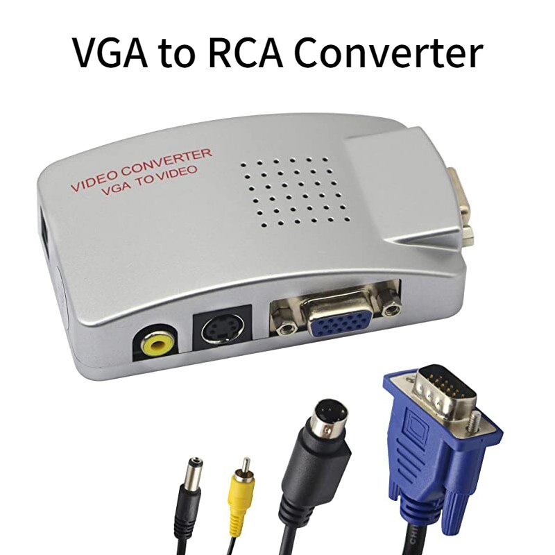 1080P Vga Naar Rca Adapter Composite Av S-Video Naar Vga Converter Voor Hdtv Monitor Laptop Desktop Pc