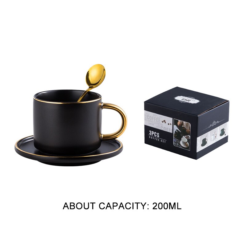 Coffee cup saucer with spoon luxury Phnom Penh ceramic cup and saucer breakfast, afternoon tea cup and saucer tray box set: E