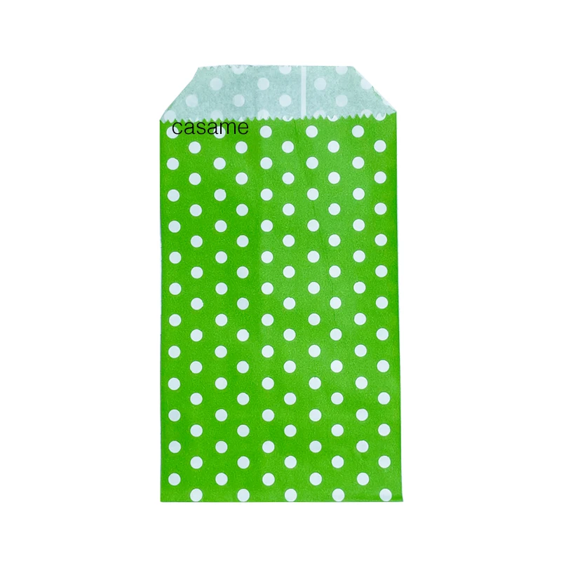 8x15cm 50pcs Kraft Paper Bags with White Polka Dot Pattern - Perfect for Weddings, Parties, and Small Business Supplies: MINT GREEN