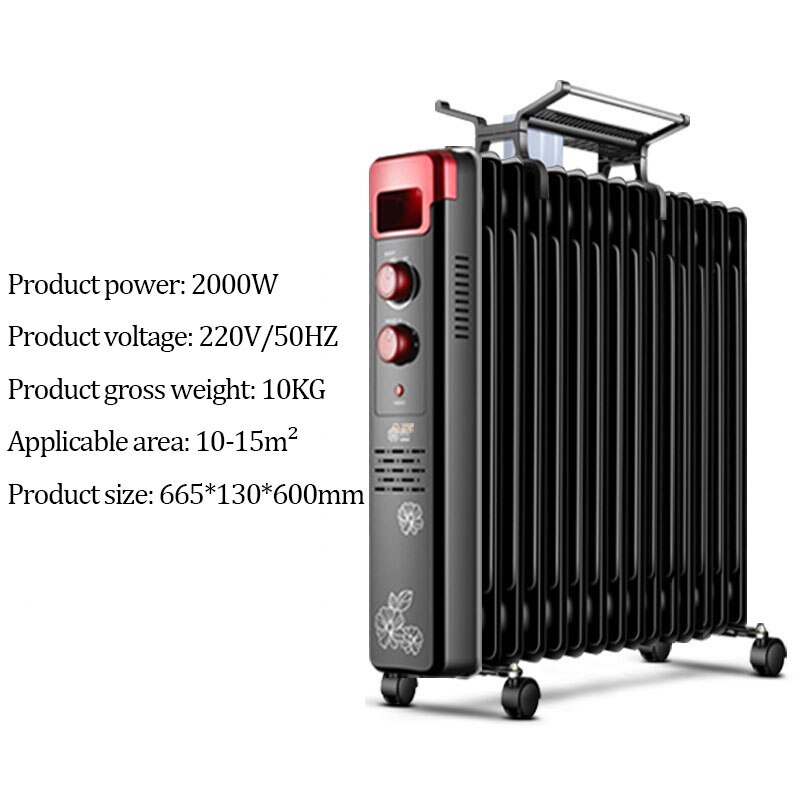 Calentador de aceite eléctrico para el hogar, placa de calefacción eléctrica de 1500W, velocidad de 9 piezas, calentador de calefacción de temperatura constante