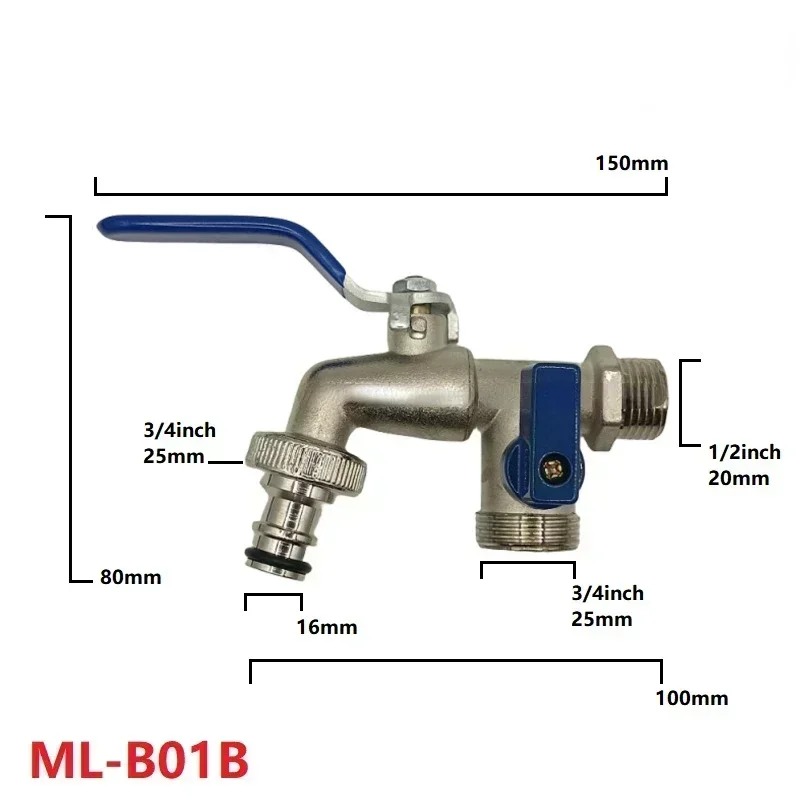 1/2'' 3/4'' Doppel Kopf Wasserhahn Wasser Splitter Stecker Kupplung Adapter Ventil Schalter Garten Schlauch Bewässerung Tap Joint