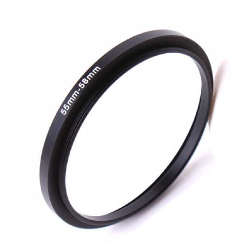 Black Metal 55mm to 58mm Step Up Filter Lens Ring Filter Stepping Adapter