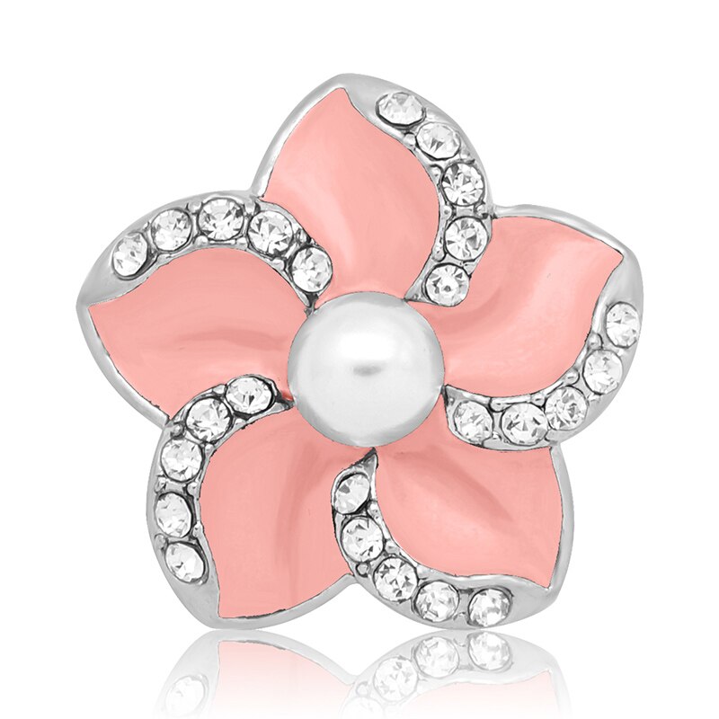 KZ1377 Beauty Crystal Kleurrijke Parel Bloemen 25Mm Snap Knoppen Fit Snap Sieraden: pink