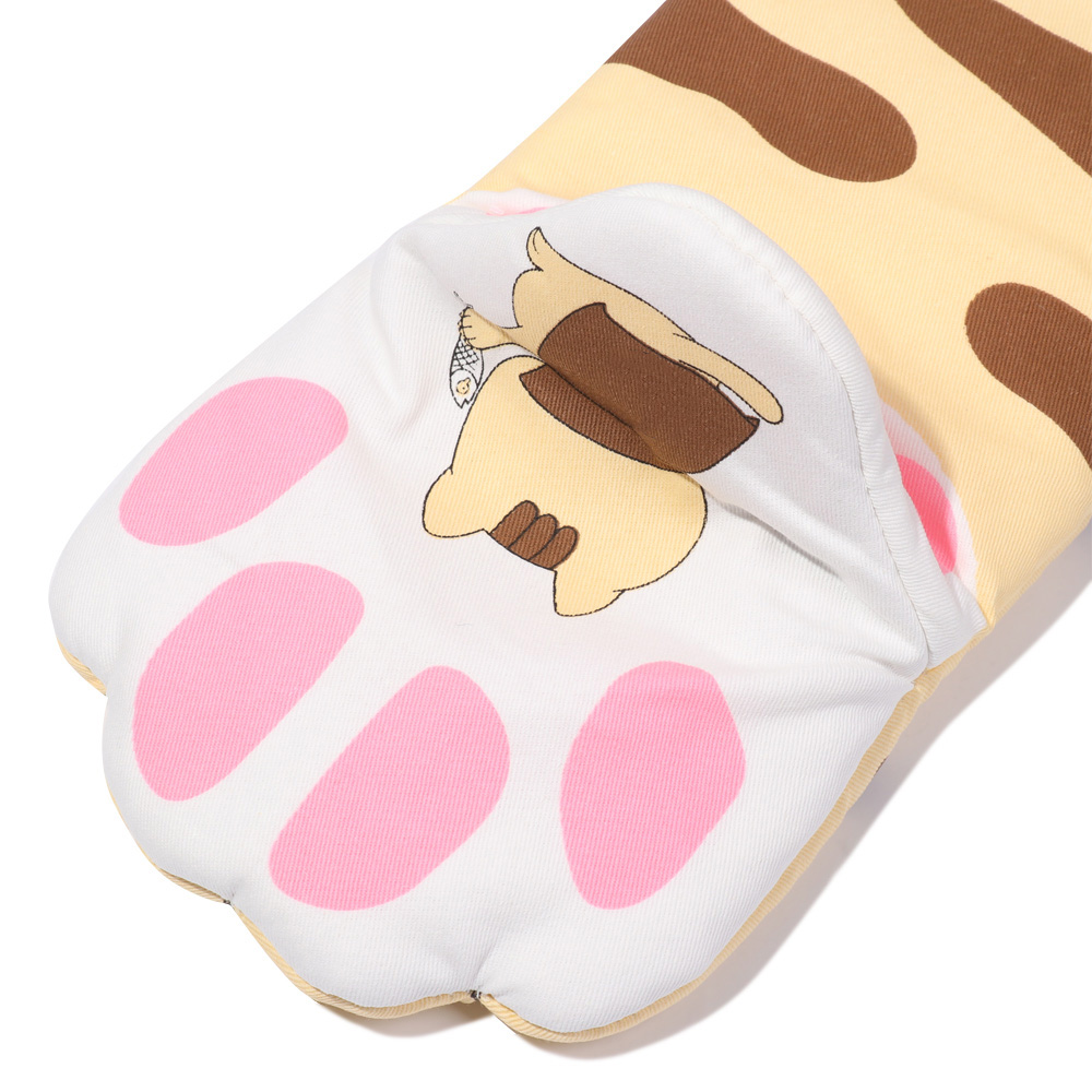 3D Cartoon Animal Cat Paws Oven Mitts Long Cotton Baking Insulation Gloves Microwave Heat Resistant Non-Slip Home Kitchen Gloves
