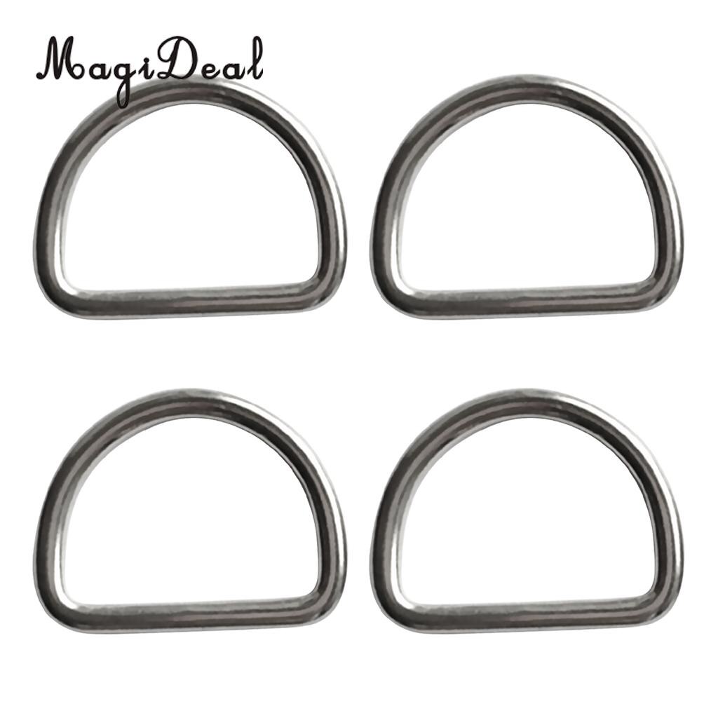 MagiDeal Heavy Duty 4Pcs Diving Scuba D Ring for 30mm Webbing - Marine 316 Stainless Steel for industrial Snorkeling Application