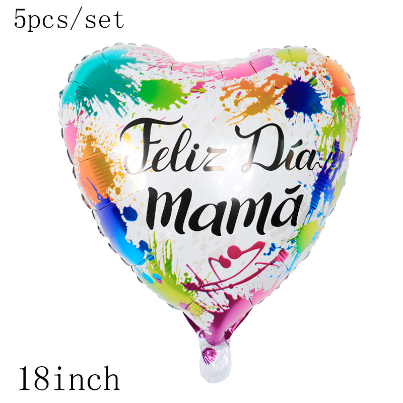 5 #39 18 tommer trykte spanske mor folie balloner mors dag hjerte form jeg elsker dig mor ballon fødselsdag dekoration: Marmor