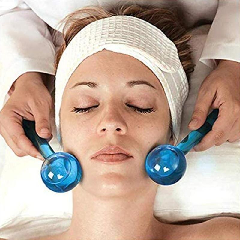 2Pcs Energie Massage Ijs Bal Rimpel Remover Schoonheid Cooling Bal Glas Globes Gezicht Bloedsomloop Crystal Ice Globes
