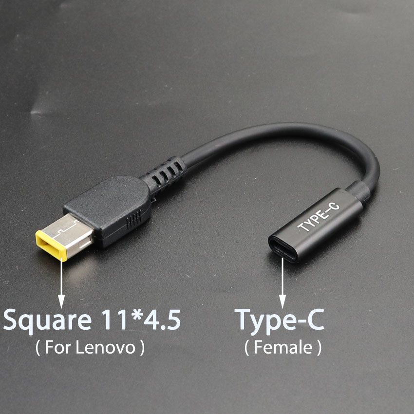 ChengHaoRan DC USB tipo C hembra a conector adaptador macho CC cuadrado para Lenovo Thinkpad 10 Helix adaptador para ordenador portátil 20V enchufe cuadrado: Rojo