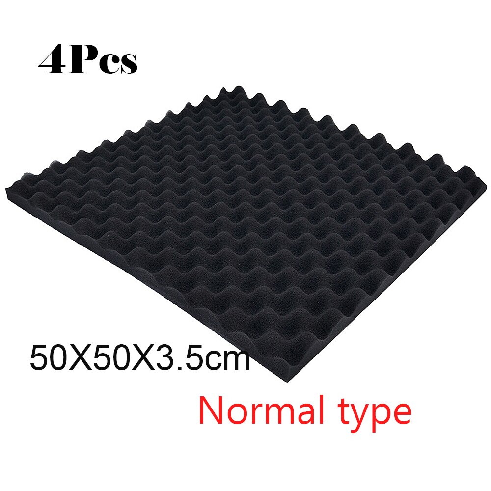4 stk lydisolering skum panel lydabsorberende støj svamp skum værelse studio ktv boligindretning lydisolerede værktøjer: 50 x 50 x 3.5cm sorte