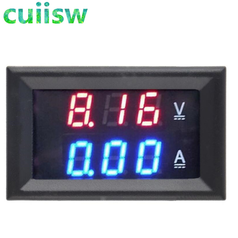 1 stk  dc 0-100v 10a voltmeter amperemeter rød + blå / rød + rød led forstærker dobbelt digital volt meter gauge led display