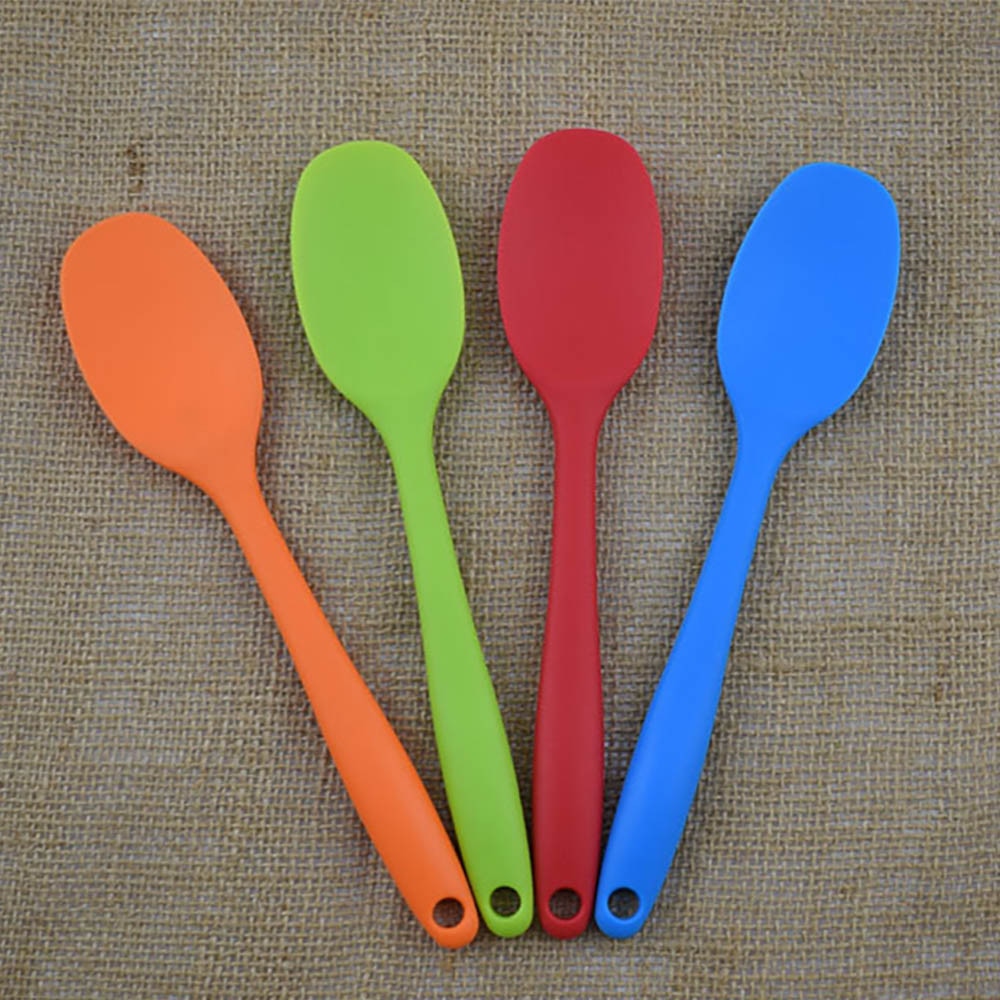 Soup spoon Silicone Kitchen Bakeware Utencil Spoons And Scoop Cooking Tools 21cm home Kitchen tableware#25