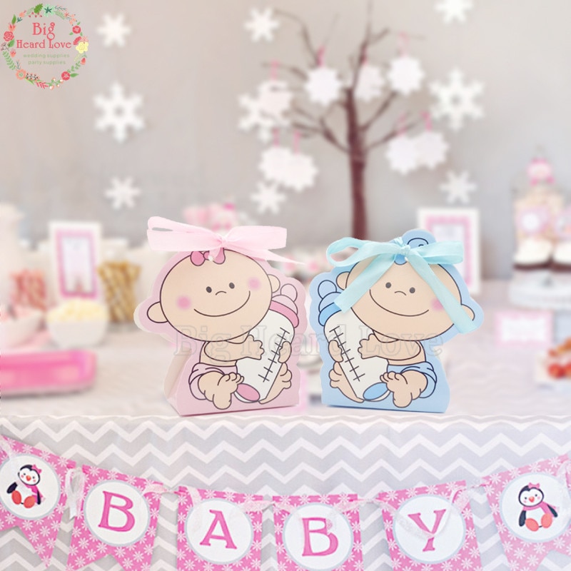 12 stuks/set babymeisje en jongen papieren doos feest babyshower snoepdoos babyfles verjaardagsfeestdecoraties kinderen