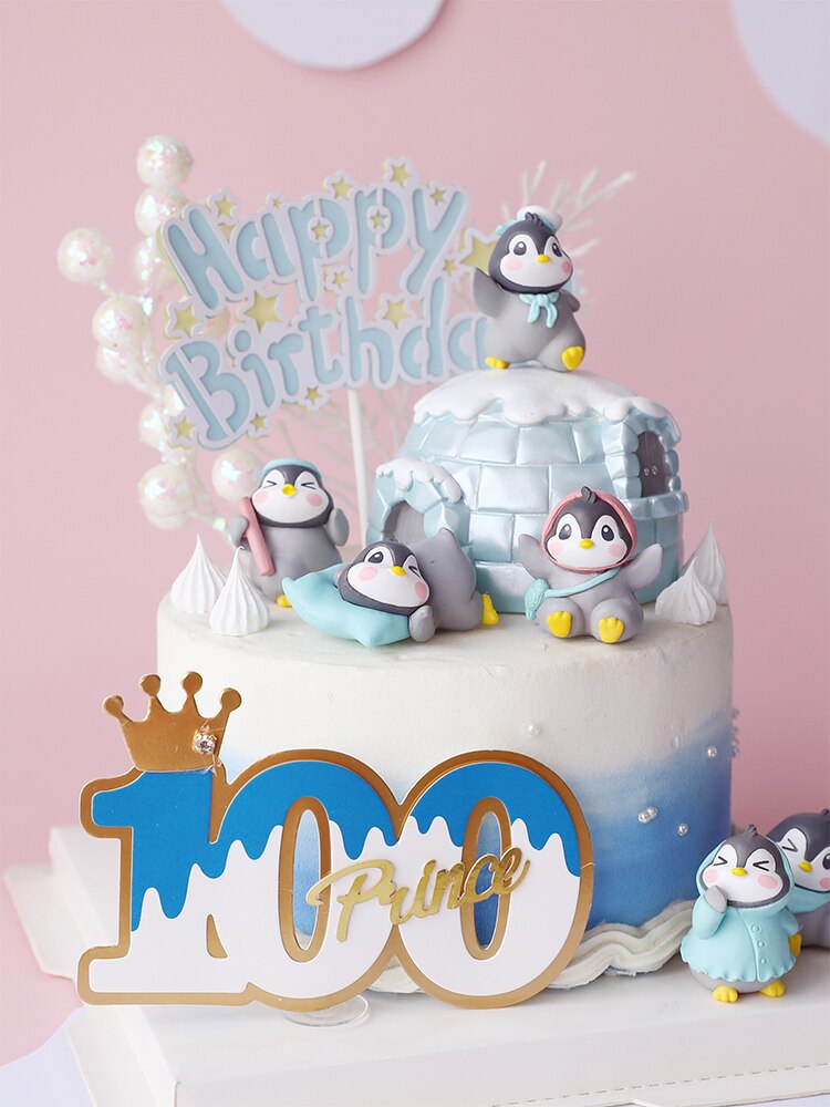 Sneeuwvlok pinguïns decoratie iglo jongen meisje ster taart toppers voor kinderen verjaardagsfeestje benodigdheden valentijn bakken zoet