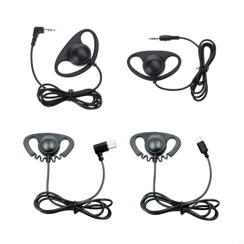 A3PC USB C/3.5mm Headsets Earpiece Ear Hook Single Earbud Earphone Extension Line