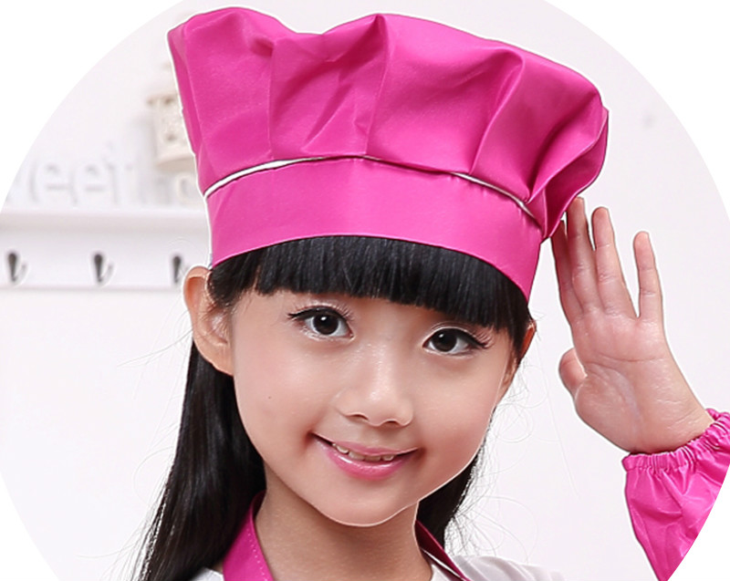 Sombrero de chico Chef para niños, gorro para hornear para niñas y niños, servicio de comida, gorros de trabajo de cocina, plisado liso, sombreros de pintura superior,: Rose red