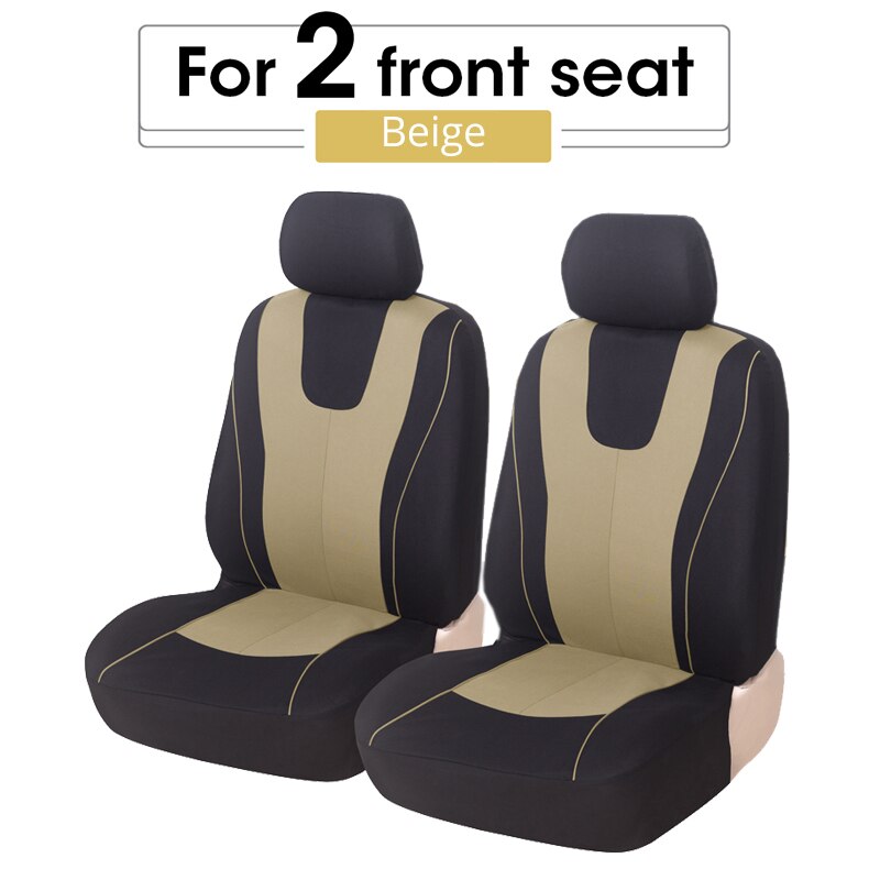 Universal Blue Car Seat Cover Polyester Fabric Protect Seat Covers: 2 pcs beige front