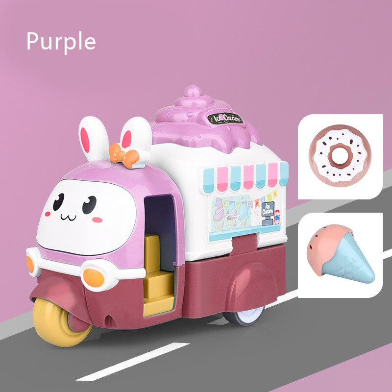 Kids Rabbit Inertial Impact Deformation Ejection Car Ice-cream Truck Toy Educational Toys for Children 3-6 Years Old: Purple