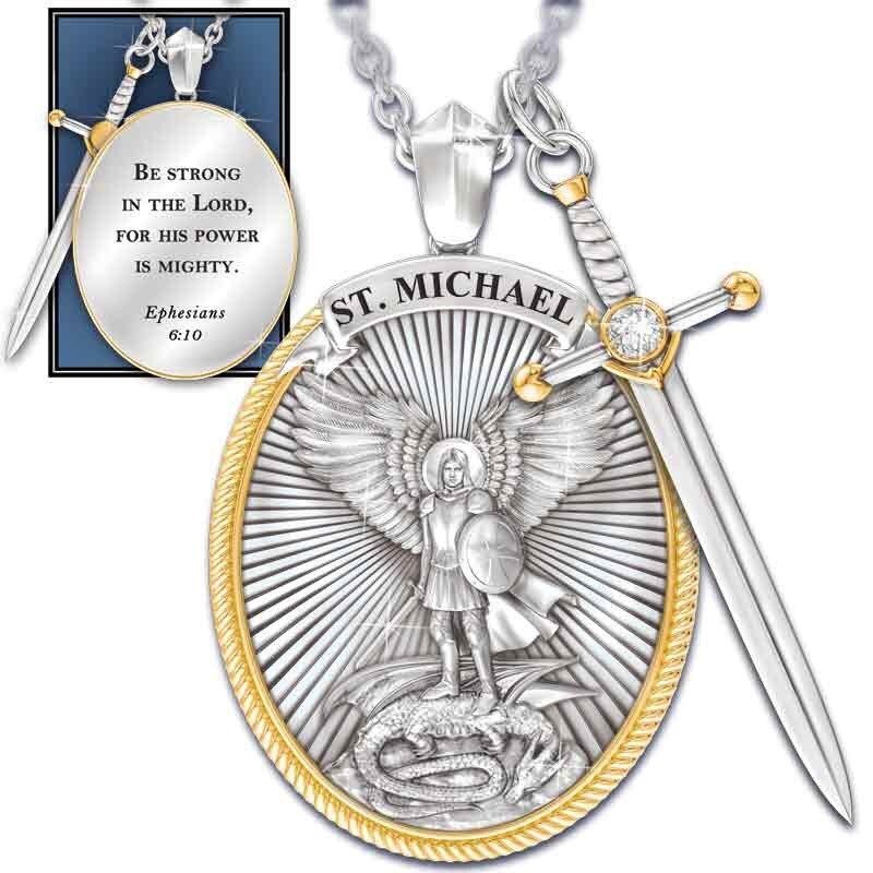 Squisita collana da cavaliere con scudo rotondo unico nel suo genere collana di lusso arcangelo Saint Michael accessori moda gioielli per banchetti