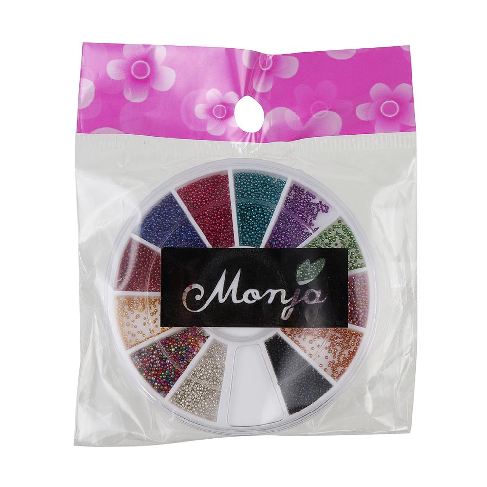 Monja-cuentas de cristal de Caviar para manicura, accesorios de decoración de uñas en 3D, 12 colores caramelo, 0,8mm