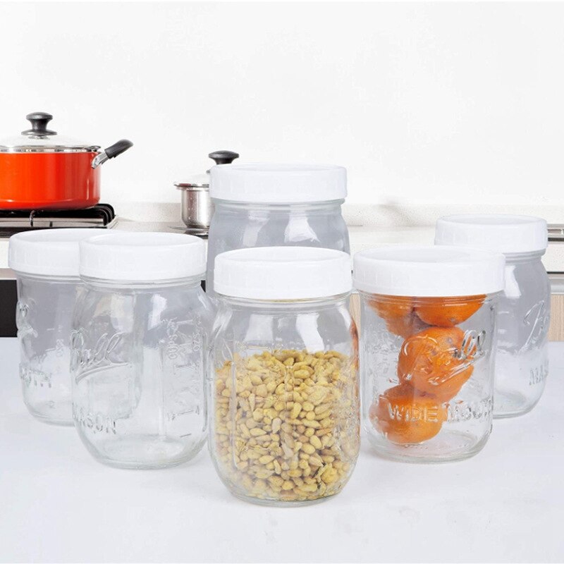 Tapas de almacenamiento de plástico para 20 piezas, tapas acanaladas para botella de tarro de masón de boca Regular estándar de 70mm/86mm