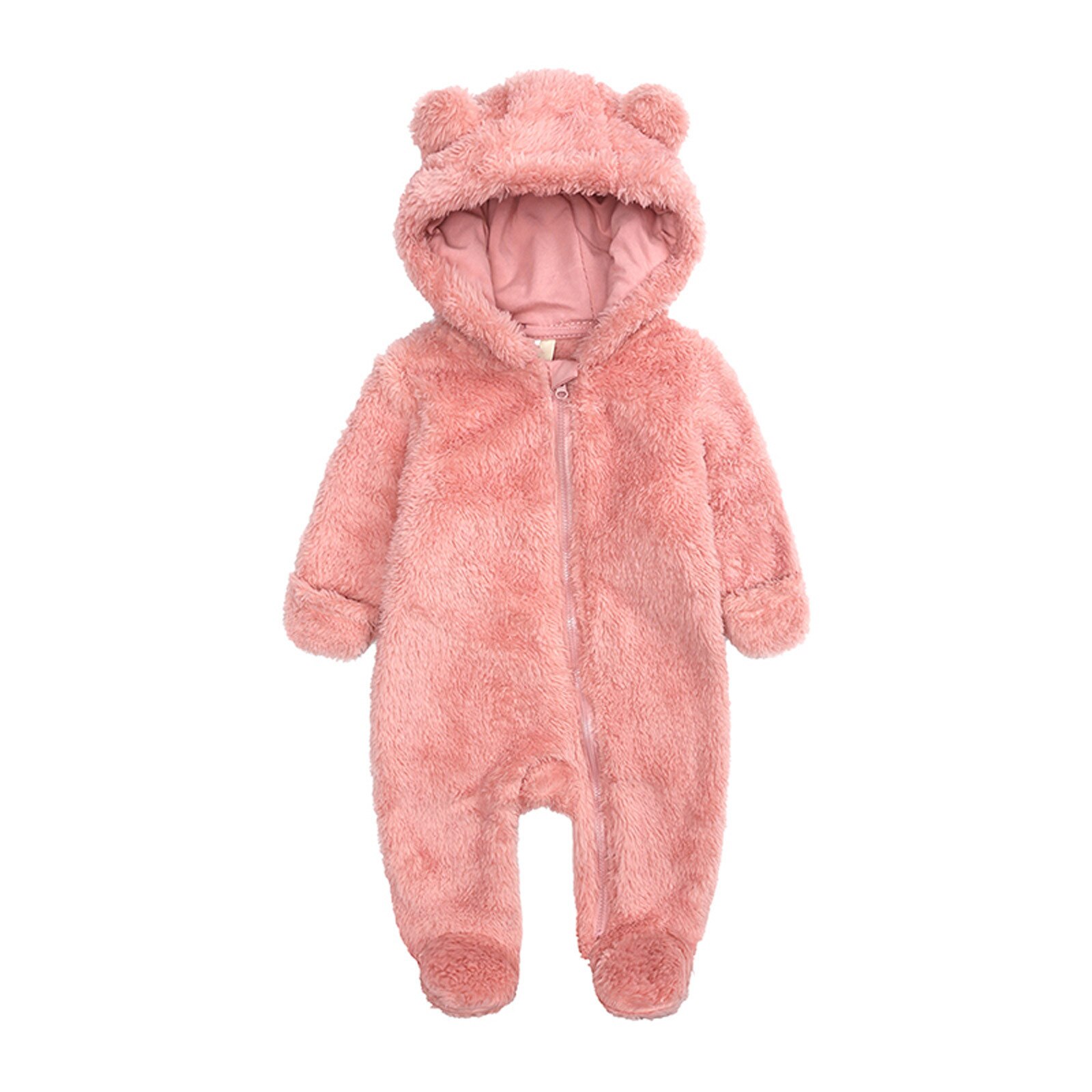 Barboteuse -né bébé garçons vêtements d'hiver polaire combinaison à manches longues solide manteau à fermeture éclair à capuche Outwear bebes 3M-12M: B / 24M