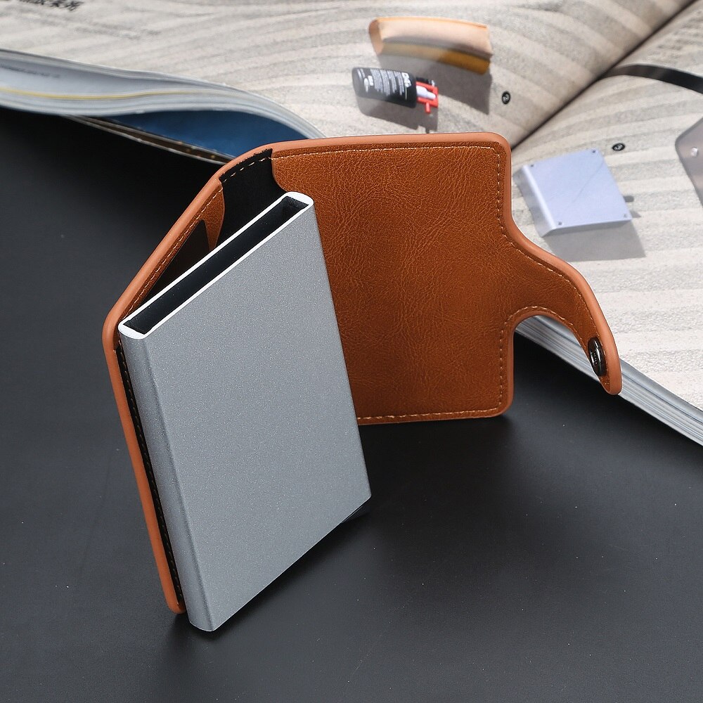RFID Automatic Wallet Credit Card Holder Case Aluminum Alloy Anti-Degaussing Anti-Theft RFID Bank Credit Card