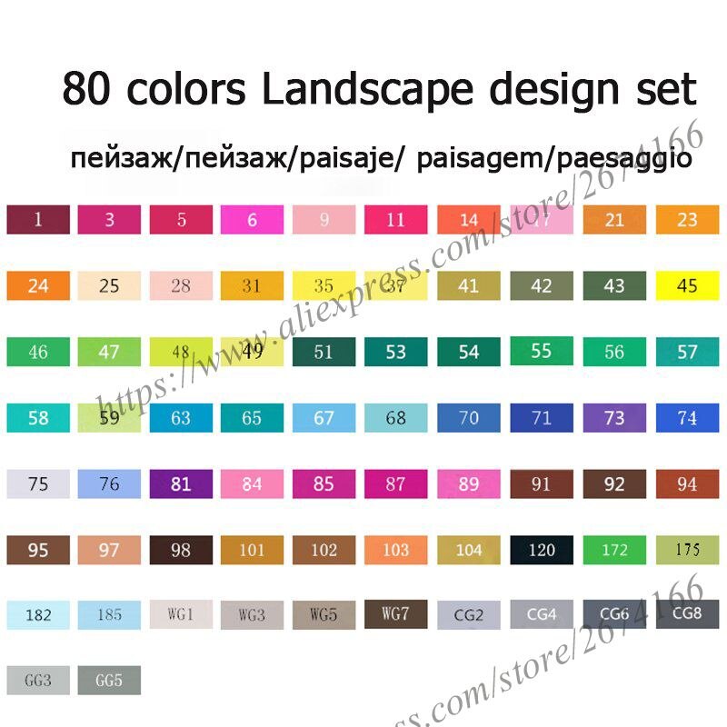 TouchFIVE Dual Tips Art Sketch Twin Marker Pens 36 48 72 80 168 Colors Alcohol Based Ink Art Markers for Student and: 72 Landscape Set