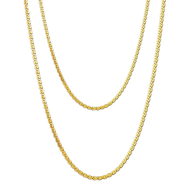 1 Pc 1.4/1.5Mm Rvs Ketting Voor Mannen Vrouwen Sieraden S-Vorm Zilver Kleur Schakelkettingen dagelijkse Accessoires 40Cm Lange: Gold Color / Width 1.5mm / 40cm