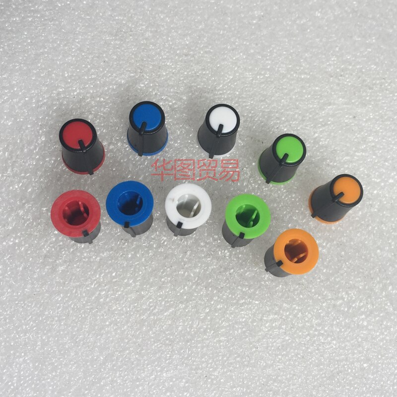 60 stks half as D gat plastic knop cap/270 graden mixer toetsenbord potentiometer knop roterende cap/rood geel blauw groen whi
