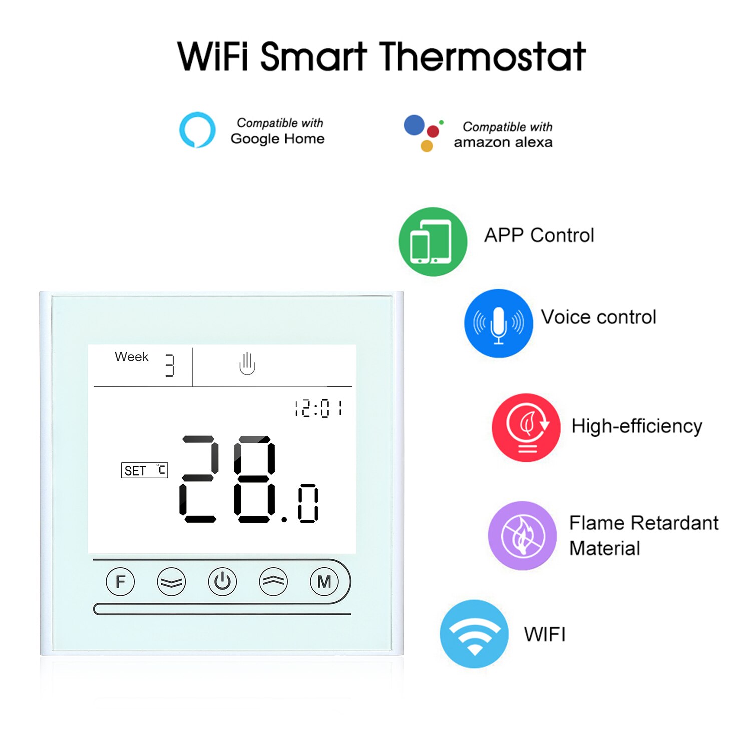 Tuya Touch Screen Programmable Temperature Controller WiFi Smart Thermostat for Electric Heating Support Alexa Google Home