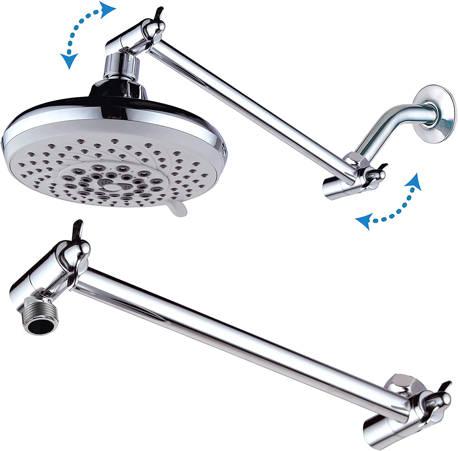 11&quot; Solid Brass Adjustable Shower Extension Arm with Lock Joints Lower or Raise Handheld Showerhead to Your Height