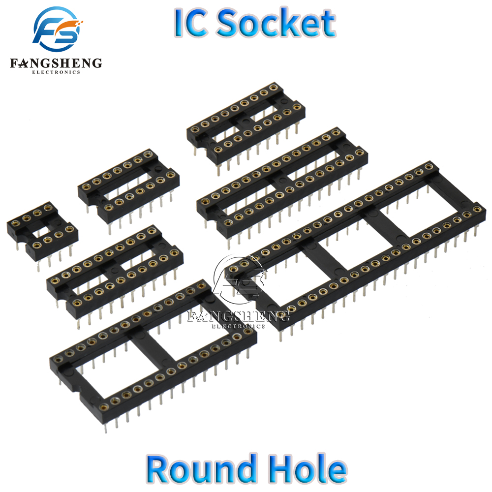10 st. runda hål ic-sockel dip 6 8 14 16 18 20 24 28 40- poliga socklar dip 6 dip 8 dip 14 dip 16 dip 18 dip 20 dip 28 40 polig kontakt