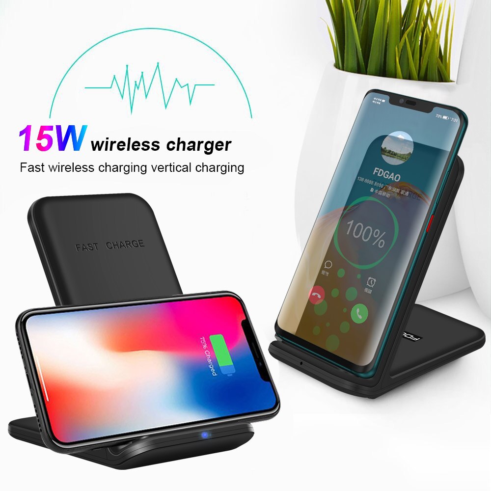 FDGAO Rápida Rápida Dobrável Suporte De Carregamento Sem Fio do Carregador Pad Tipo C 15W Para iPhone 11 XS Pro Max XR X 8 Plus Samsung S20 S10 S9