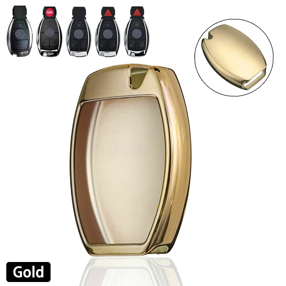 Chiave dell'automobile Della Copertura di TPU Della Copertura Chiave A Distanza Caso Fob Borsette Per Mercedes-Benz A B C E G S M GL AMG Classe Mercedes-Benz C200 C300: Oro